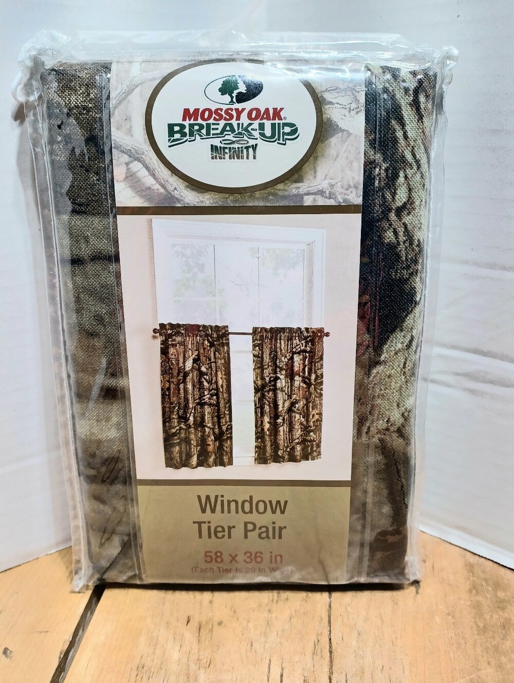 New Mossy Oak Break-up Infinity Camo Window Tier Panel Pair Curtains 58" X 36"